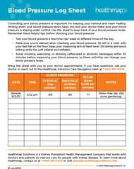 Blood Pressure Log Sheet